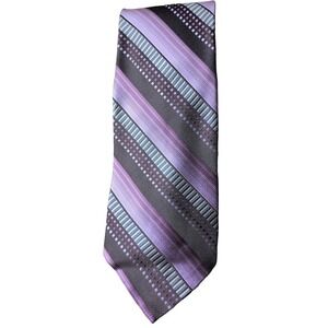 100% Silk Tie Pronto Uomo Purple Stripe NWT Prom Wedding Homecoming Formal